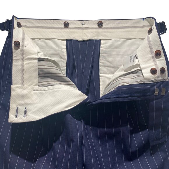 Poszetka Blue Mid Weight Pin White Stripe Suit - Picture 11 of 12